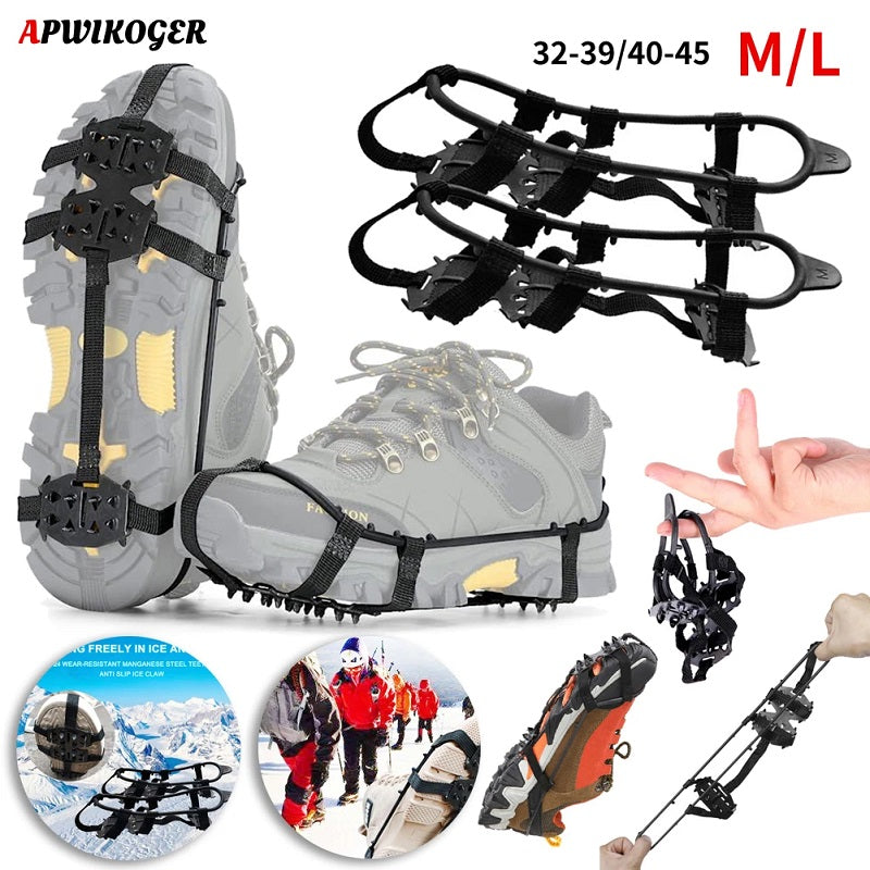 24 Teeth Ice Grips Anti-Slip Ice Claws Winter Gripper Unisex Snow Claw Shoe Covers Climbing Chain Crampons Outdoor Accessories