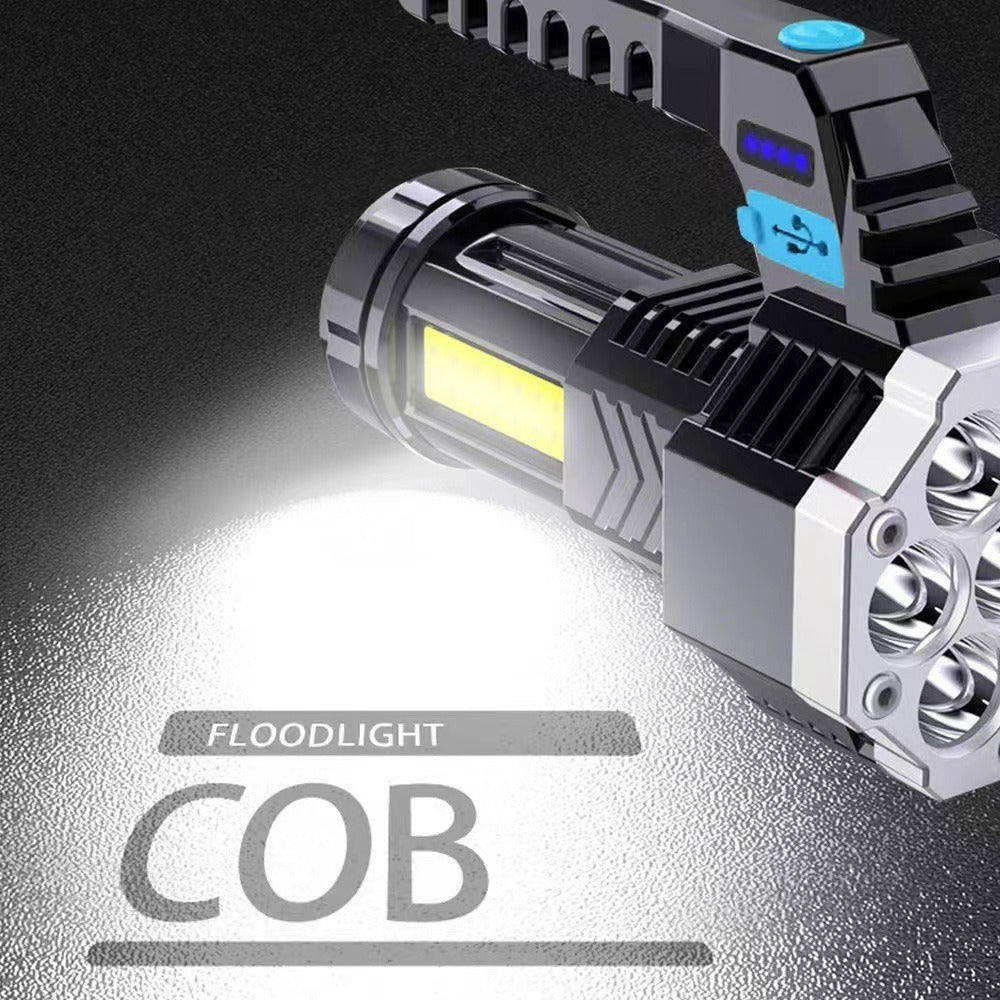 High Power LED Flashlight Powerful USB Rechargeable Torch Handheld Portable Outdoor Lamp Built-in Battery COB 7 LED Flashlights