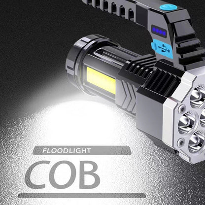 High Power LED Flashlight Powerful USB Rechargeable Torch Handheld Portable Outdoor Lamp Built-in Battery COB 7 LED Flashlights
