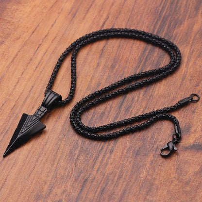 Men's  Design Matte Black Long Necklace with Arrow Pendant Jewelry Chain Hip Hop Punk Rock Christmas Halloween Gift For Men Wome