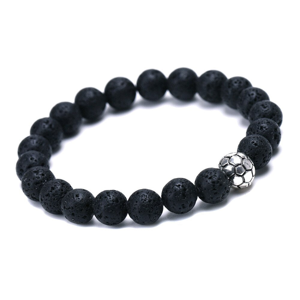 8mm Natural Beads Bracelets Football Sport Men Black Meditation Stone Women Prayer Jewelry Reiki Yoga adjustable Homme Bracelet