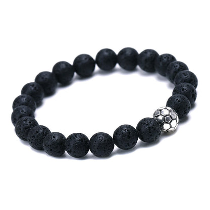 8mm Natural Beads Bracelets Football Sport Men Black Meditation Stone Women Prayer Jewelry Reiki Yoga adjustable Homme Bracelet