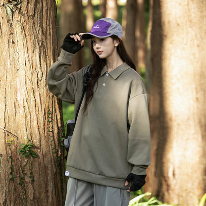 Long sleeved polo shirts for men and women in spring and autumn