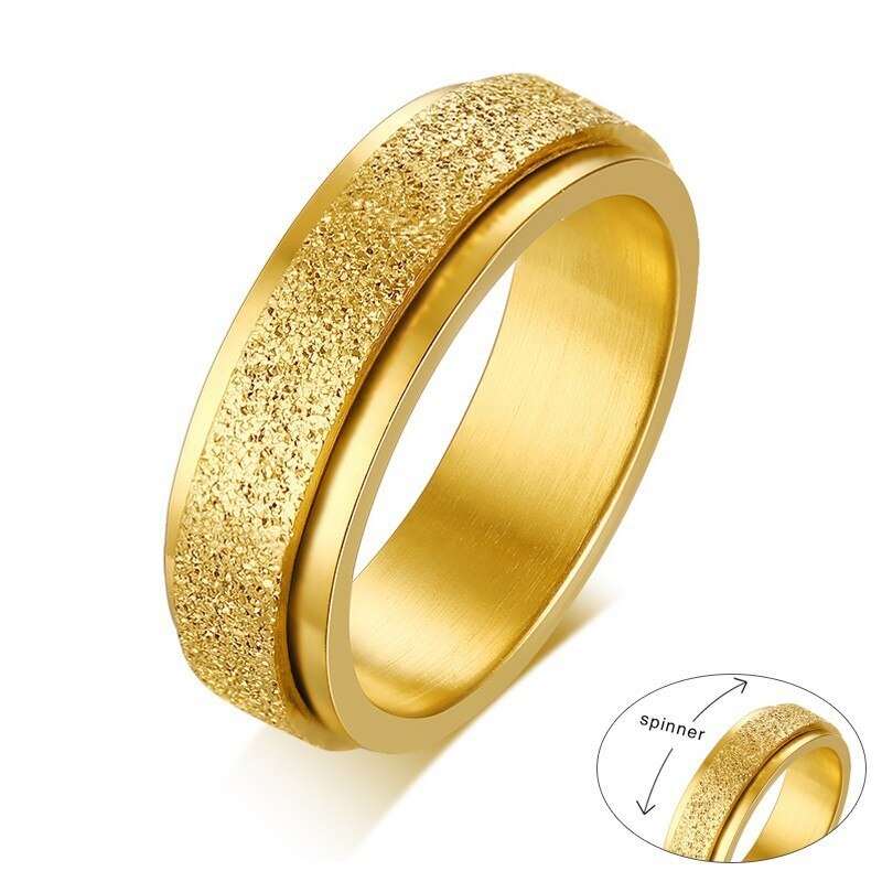 Vnox 6MM Stainless Steel Spinner Rings for Men Jewelry Sandblast Finished
