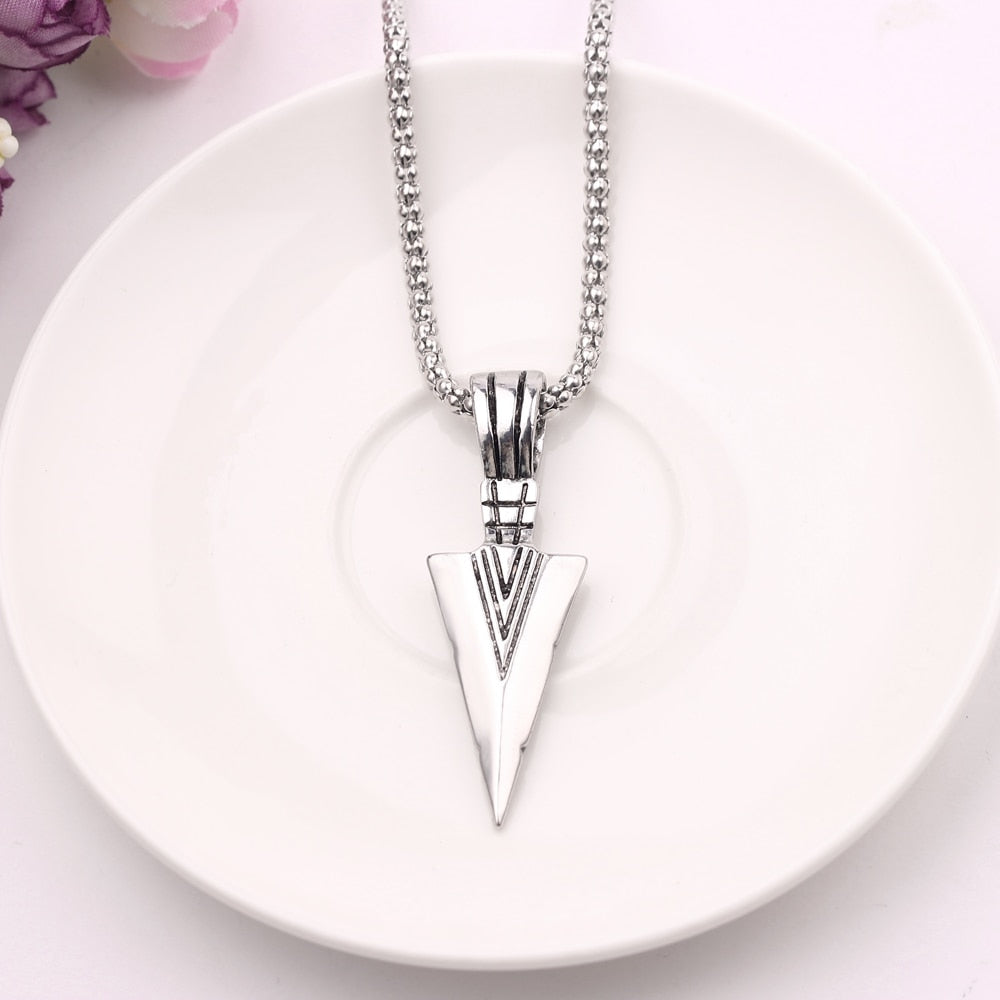 Men's  Design Matte Black Long Necklace with Arrow Pendant Jewelry Chain Hip Hop Punk Rock Christmas Halloween Gift For Men Wome