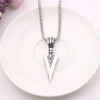 Men's  Design Matte Black Long Necklace with Arrow Pendant Jewelry Chain Hip Hop Punk Rock Christmas Halloween Gift For Men Wome