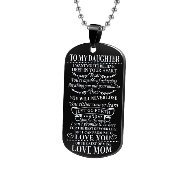 Necklaces Dog Tags Dad\mom To Son\daugthter Pendant Personalized Necklace Metal Military Dog Tag Engraving Steel Gift