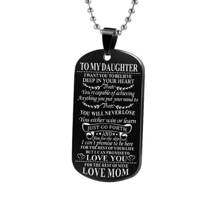Necklaces Dog Tags Dad\mom To Son\daugthter Pendant Personalized Necklace Metal Military Dog Tag Engraving Steel Gift