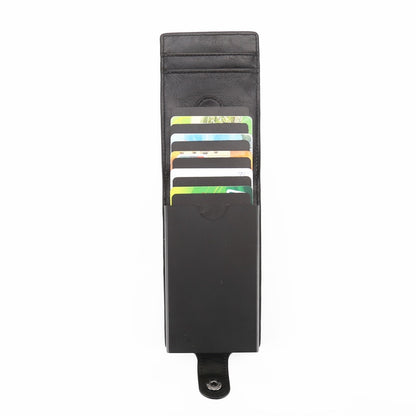 New RFID Blocking Men Women Leather Wallets Card Case Automatic Pull Down ID Credit Card Holder Pop UP Cardholder