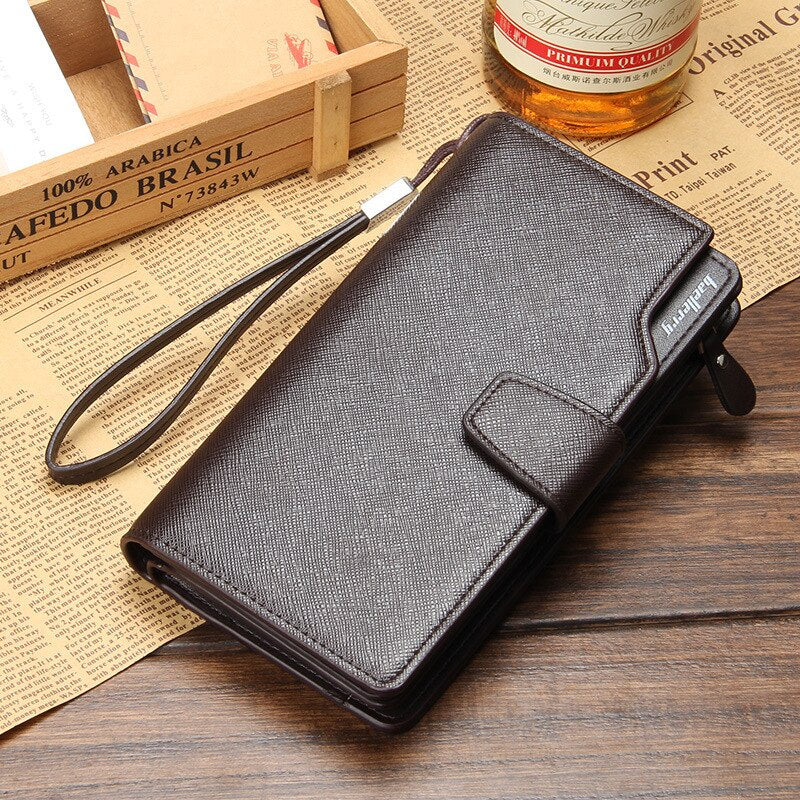 Top Quality leather long wallet men pruse male clutch zipper around wallets men women money bag pocket mltifunction