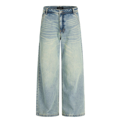 Washed denim jeans for men