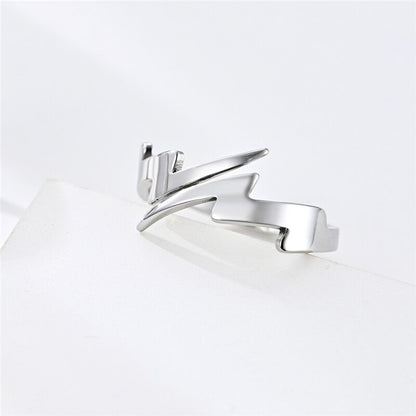 Fashion 3mm Lightning Open Rings For Men Women Couple Engagement Jewelry Minimalist Silver Color Stainless Steel Wedding Bands