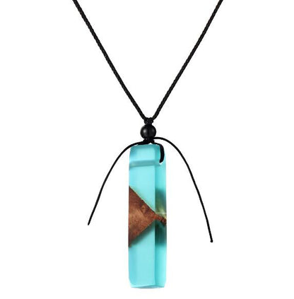men'woman s fashionable wood resin necklace pendant, woven rope chain