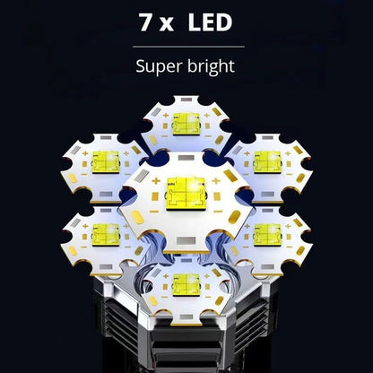 High Power LED Flashlight Powerful USB Rechargeable Torch Handheld Portable Outdoor Lamp Built-in Battery COB 7 LED Flashlights