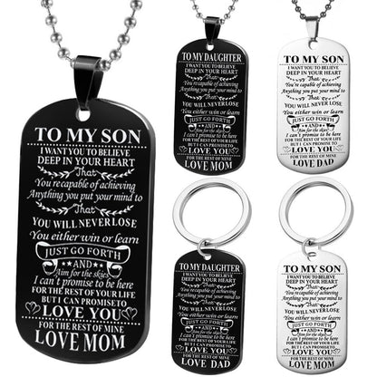 Necklaces Dog Tags Dad\mom To Son\daugthter Pendant Personalized Necklace Metal Military Dog Tag Engraving Steel Gift
