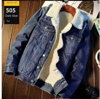 Autumn Winter Men's Fashion Lamb Fleece Denim Jackets Trend Casual Comfort Thickened Warm High Quality Jeans Coats for Men
