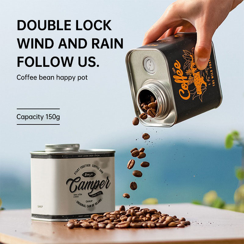 Coffee Bean Sealed Tin Outdoor Camping Tin Box Food Grade Packaging Storage Preservation Breathing Tin Can