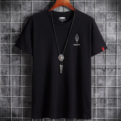 JFUNCY S-6XL Oversize Men Cotton Tee Tops Summer Short Sleeve Men's T-shirt Leaf Print Male Casual Tshirt Graphic T Shirts