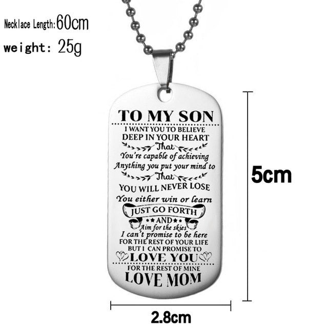 Necklaces Dog Tags Dad\mom To Son\daugthter Pendant Personalized Necklace Metal Military Dog Tag Engraving Steel Gift