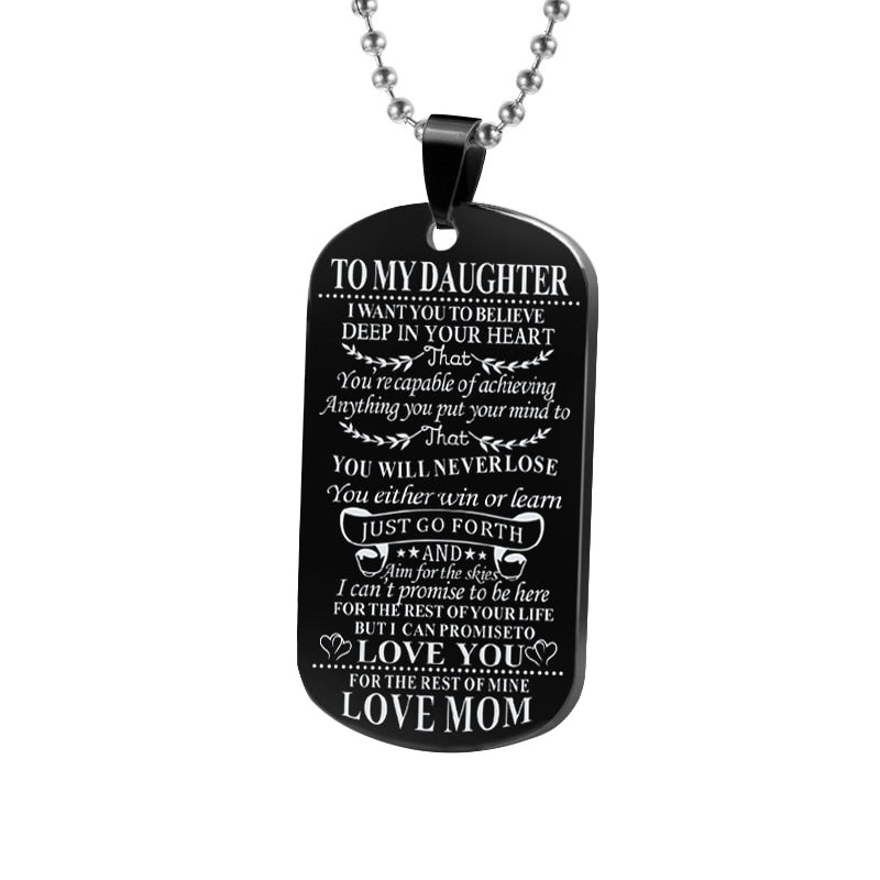 Necklaces Dog Tags Dad\mom To Son\daugthter Pendant Personalized Necklace Metal Military Dog Tag Engraving Steel Gift