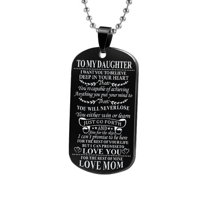Necklaces Dog Tags Dad\mom To Son\daugthter Pendant Personalized Necklace Metal Military Dog Tag Engraving Steel Gift