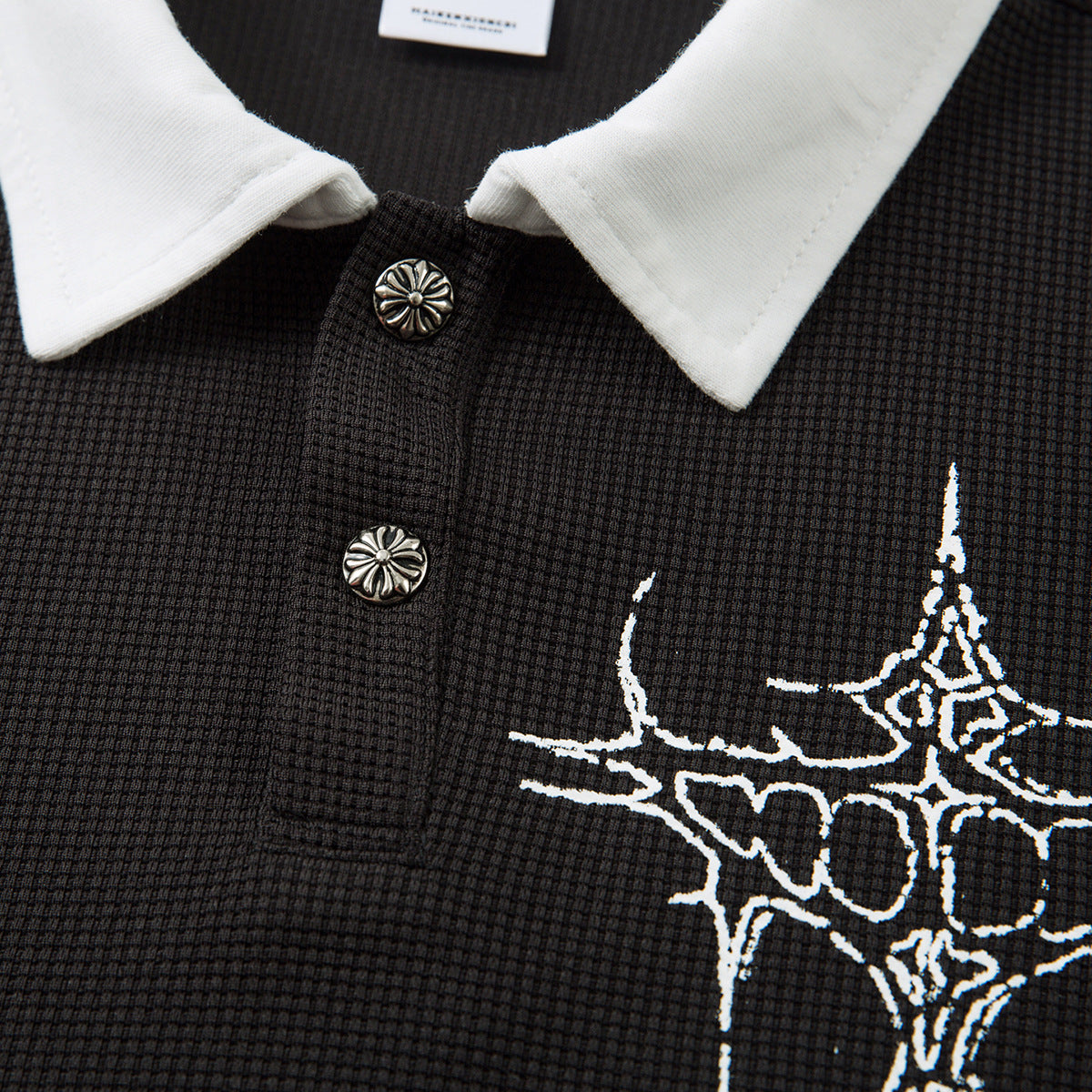 Fake two waffle collar T-shirts with long sleeves for men