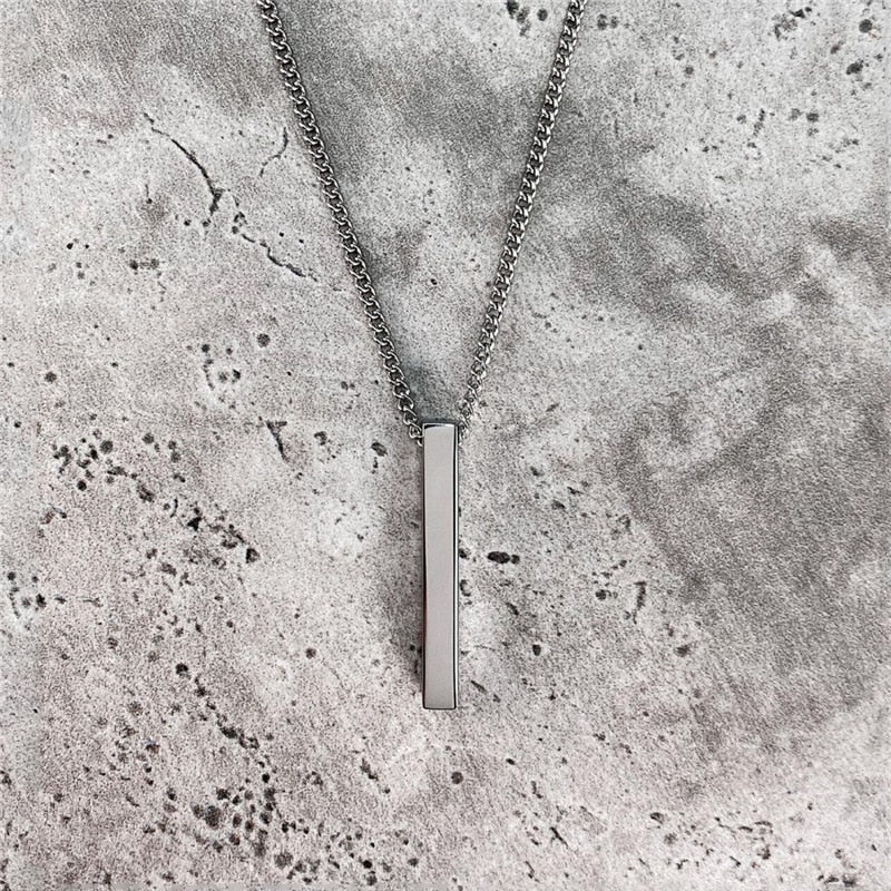 Classic Rectangle Pendant Necklace men Stainless Steel Black color Cuban Chain Necklace For Men Jewelry Gift