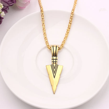 Men's  Design Matte Black Long Necklace with Arrow Pendant Jewelry Chain Hip Hop Punk Rock Christmas Halloween Gift For Men Wome