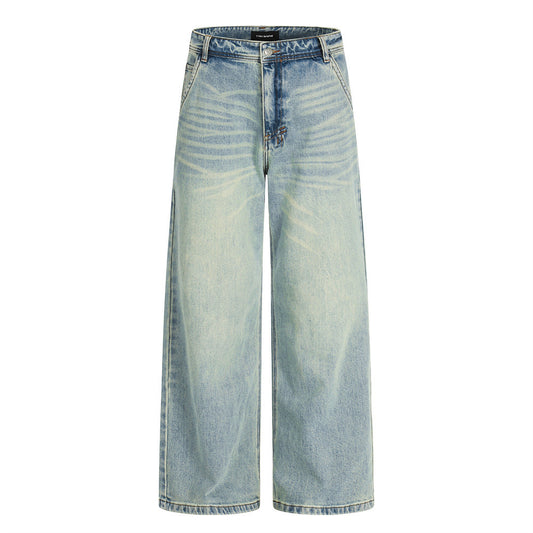 Washed denim jeans for men