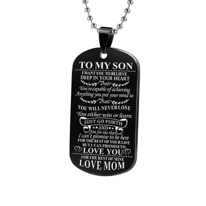 Necklaces Dog Tags Dad\mom To Son\daugthter Pendant Personalized Necklace Metal Military Dog Tag Engraving Steel Gift
