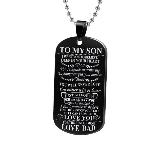 Necklaces Dog Tags Dad\mom To Son\daugthter Pendant Personalized Necklace Metal Military Dog Tag Engraving Steel Gift