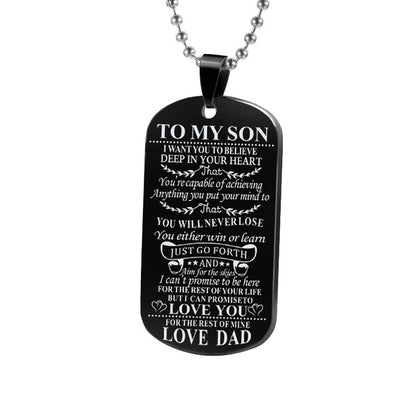 Necklaces Dog Tags Dad\mom To Son\daugthter Pendant Personalized Necklace Metal Military Dog Tag Engraving Steel Gift