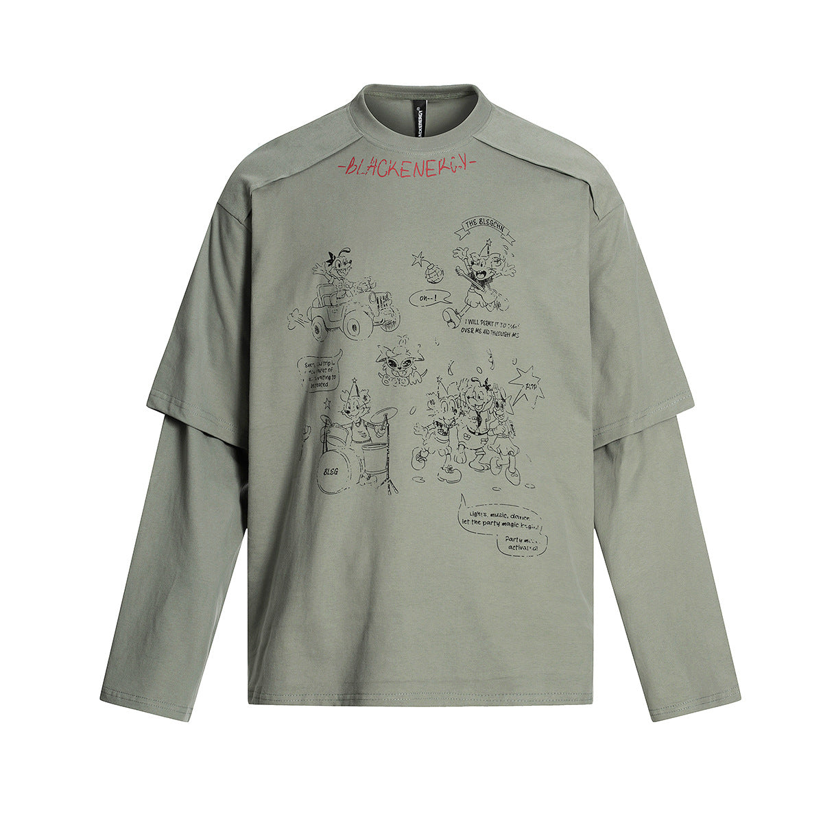 Two washed fake T-shirts with long sleeves for men