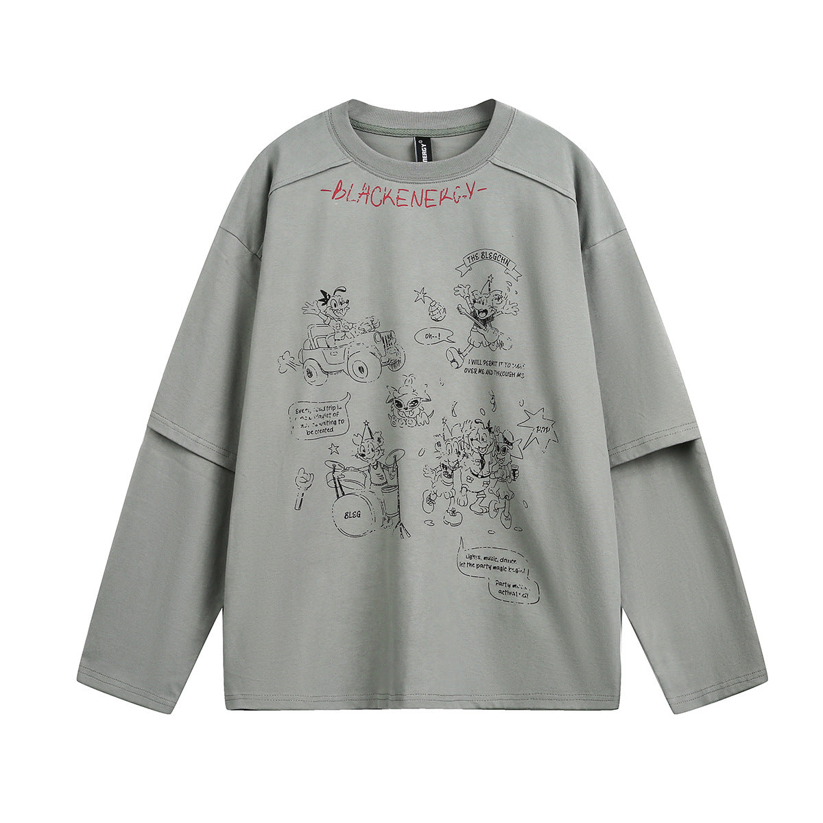 Two washed fake T-shirts with long sleeves for men