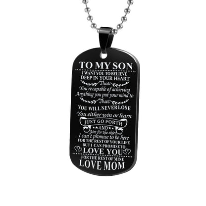 Necklaces Dog Tags Dad\mom To Son\daugthter Pendant Personalized Necklace Metal Military Dog Tag Engraving Steel Gift