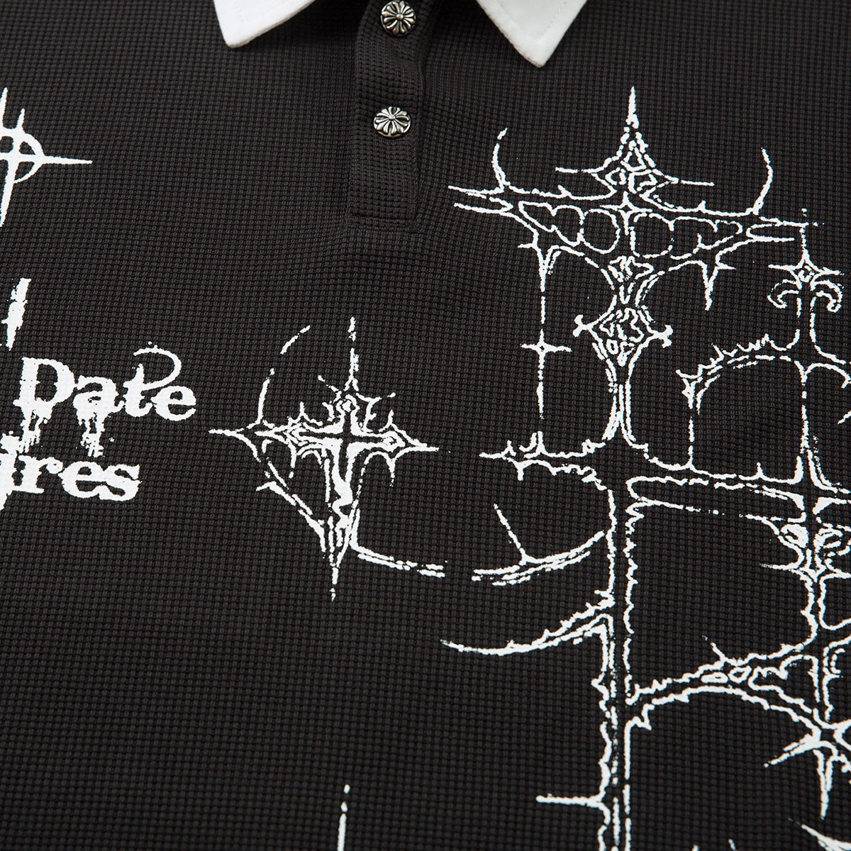 Fake two waffle collar T-shirts with long sleeves for men