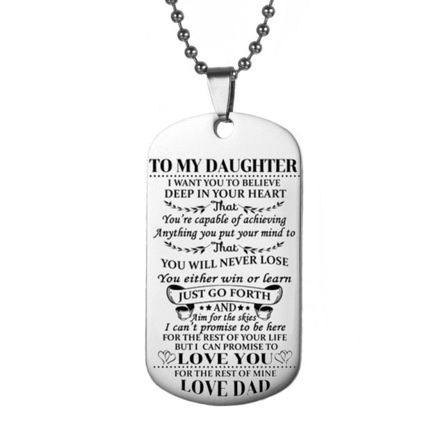 Necklaces Dog Tags Dad\mom To Son\daugthter Pendant Personalized Necklace Metal Military Dog Tag Engraving Steel Gift