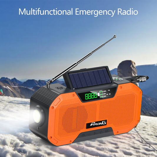 5-in-1 Emergency Solar Hand Crank Radio – Bluetooth Speaker, Flashlight & 5000mAh Power Bank