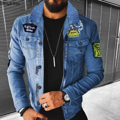 Autumn Winter Men's Imitation Lamb Fleece Thickened Warm Denim Coats Plush Lapel Button Long Sleeve Denim Jackets for Men
