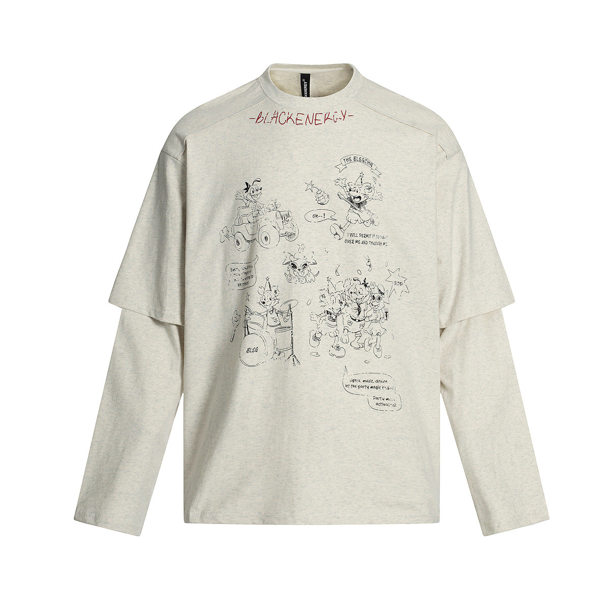 Two washed fake T-shirts with long sleeves for men