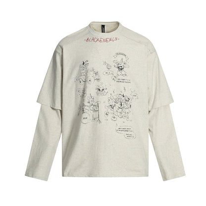 Two washed fake T-shirts with long sleeves for men