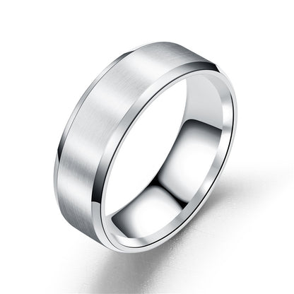 Simple Matte Men Rings Width 8MM Trendy Three Color  Stainless Steel Rings For Men Jewelry Gift