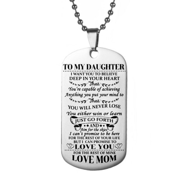 Necklaces Dog Tags Dad\mom To Son\daugthter Pendant Personalized Necklace Metal Military Dog Tag Engraving Steel Gift
