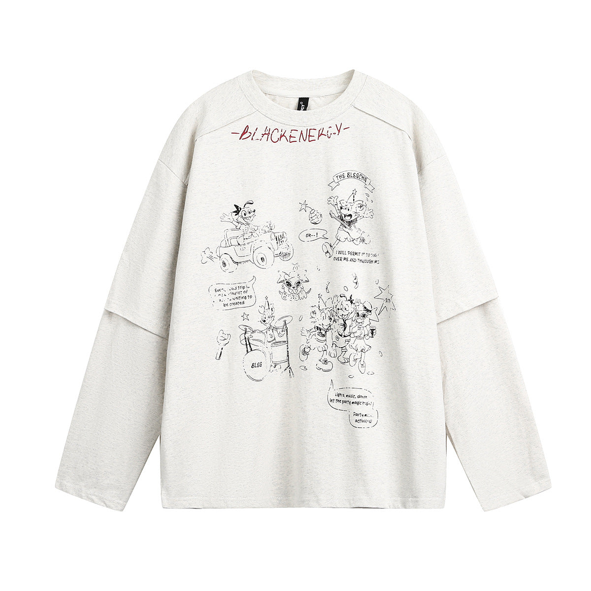 Two washed fake T-shirts with long sleeves for men