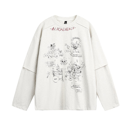 Two washed fake T-shirts with long sleeves for men