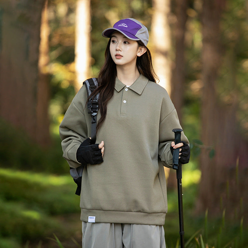 Long sleeved polo shirts for men and women in spring and autumn