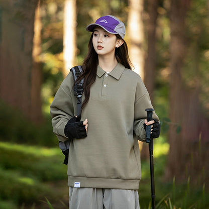 Long sleeved polo shirts for men and women in spring and autumn