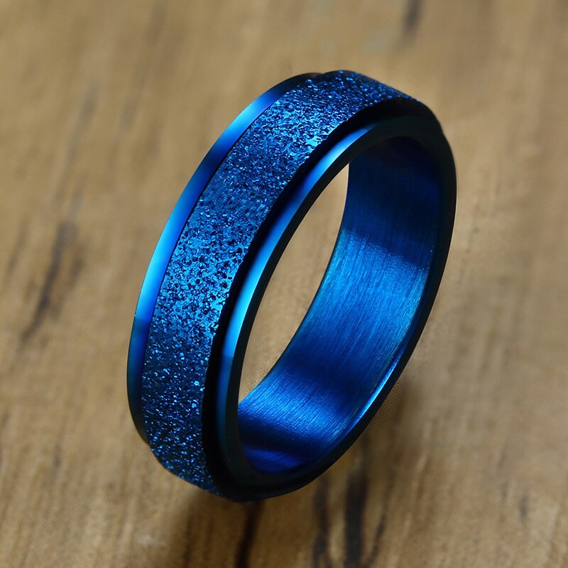 Vnox 6MM Stainless Steel Spinner Rings for Men Jewelry Sandblast Finished