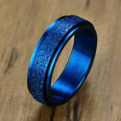 Vnox 6MM Stainless Steel Spinner Rings for Men Jewelry Sandblast Finished