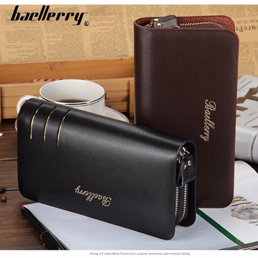 Baellerry Large Capacity Men Wallets Long Wallet Cell Phone Pocket Card Holder Men Clutch Bag Top Quality Business Purse Wallet
